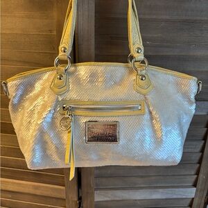 Rare Vintage Coach Sequin Signature Rocker Convertible Handbag